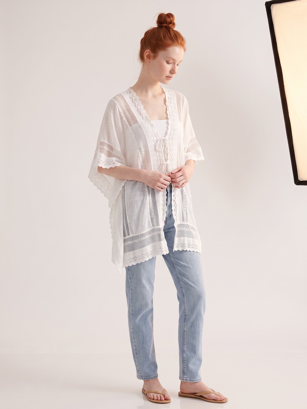 Muche Et Muchette White Lace Crochet Kimono Cover-Up. Boho. Resortwear. Os